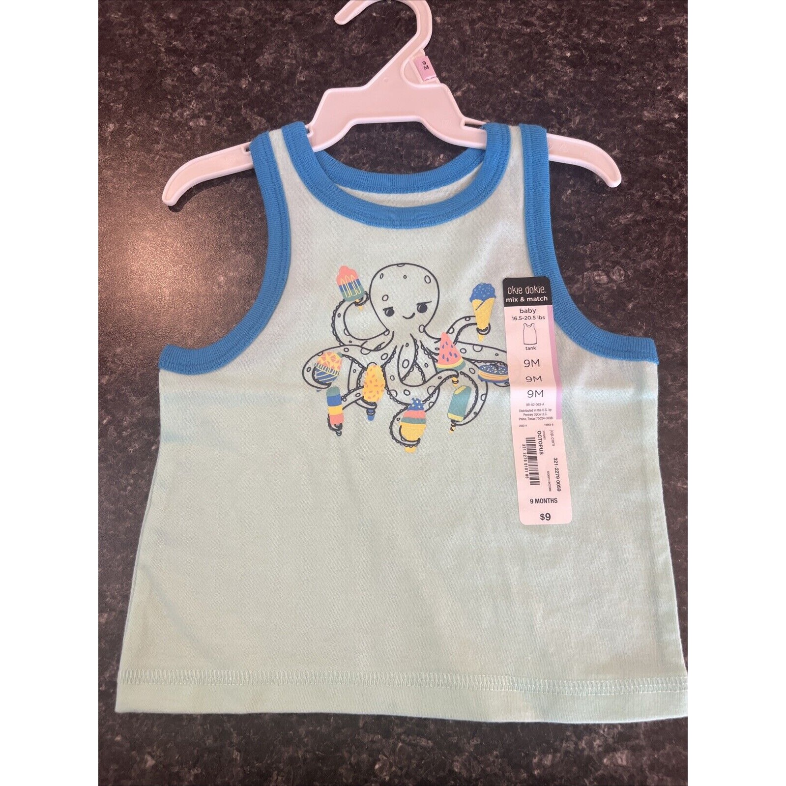 Okie Dokie Baby Boys Tank Top Size 9 Months Octopus With Ice Cream